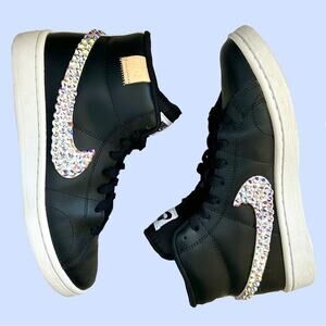Nike Custom Crystal Bling Court Royale 2 Mid High Top Sneaker